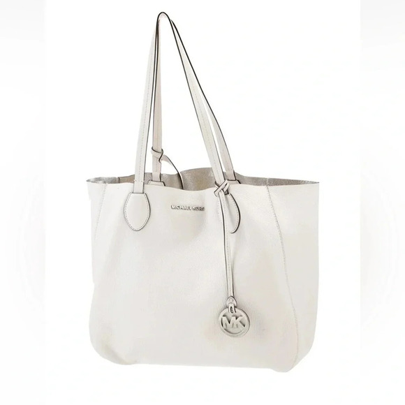 Michael Kors Tote White with Silver Metallic Reversible designer fashion chic - Picture 16 of 16